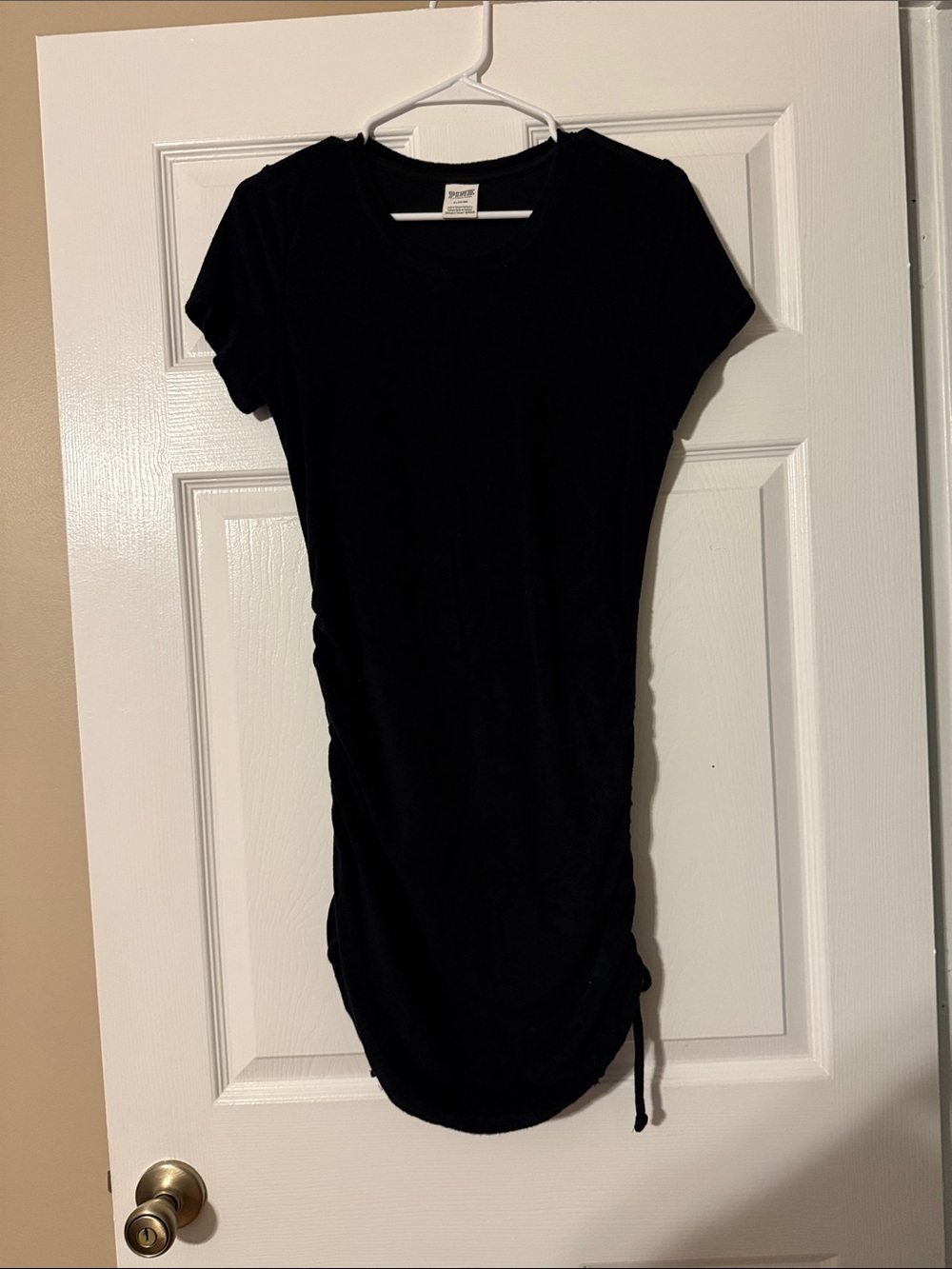 Black Ruched Side Short Sleeve Women's dress
